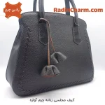 کیف مجلسی زنانه چرم آوازه رنگ قهوه ای از زاویه روبرو