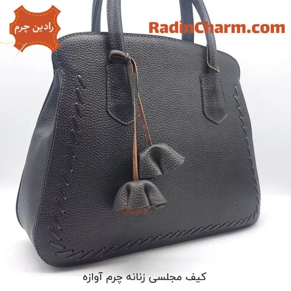 کیف مجلسی زنانه چرم آوازه رنگ قهوه ای از زاویه روبرو