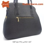 کیف مجلسی زنانه چرم آوازه رنگ قهوه ای از زاویه پشتی