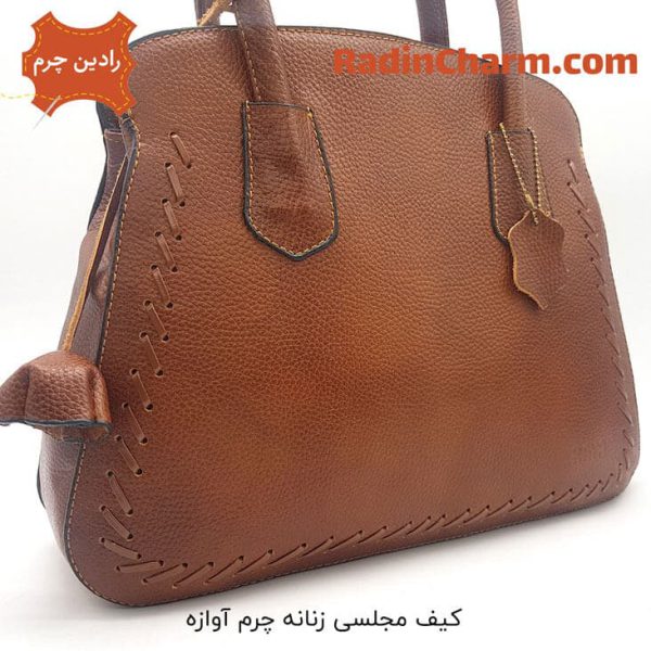 کیف مجلسی زنانه چرم آوازه رنگ عسلی